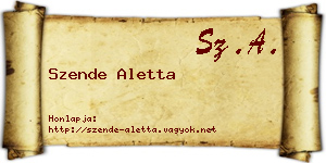 Szende Aletta névjegykártya